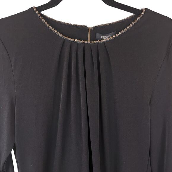 Premise Studio Women’s Top Blouse Size Medium Long Sleeve Silver Balls in Black - Picture 2 of 9